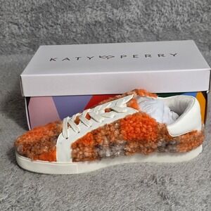 Katy Perry Orange Furry Sneakers Sherpa Shoes Women 8M 38 Auburn Broncos Clemson